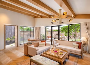 Luxury Villa (Pool & Garden) | Living area | 42-inch LED TV with satellite channels, TV