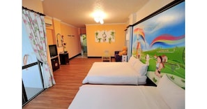 Standard Quadruple Room, 2 Double Beds, Non Smoking | Bathroom | Free toiletries, hair dryer, slippers, towels