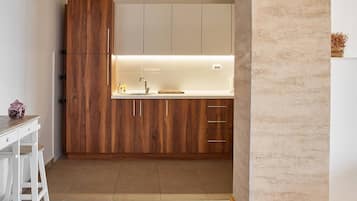 Luxury Apartment, 1 Bedroom, City View | Private kitchen | Full-size fridge, oven, stovetop, electric kettle