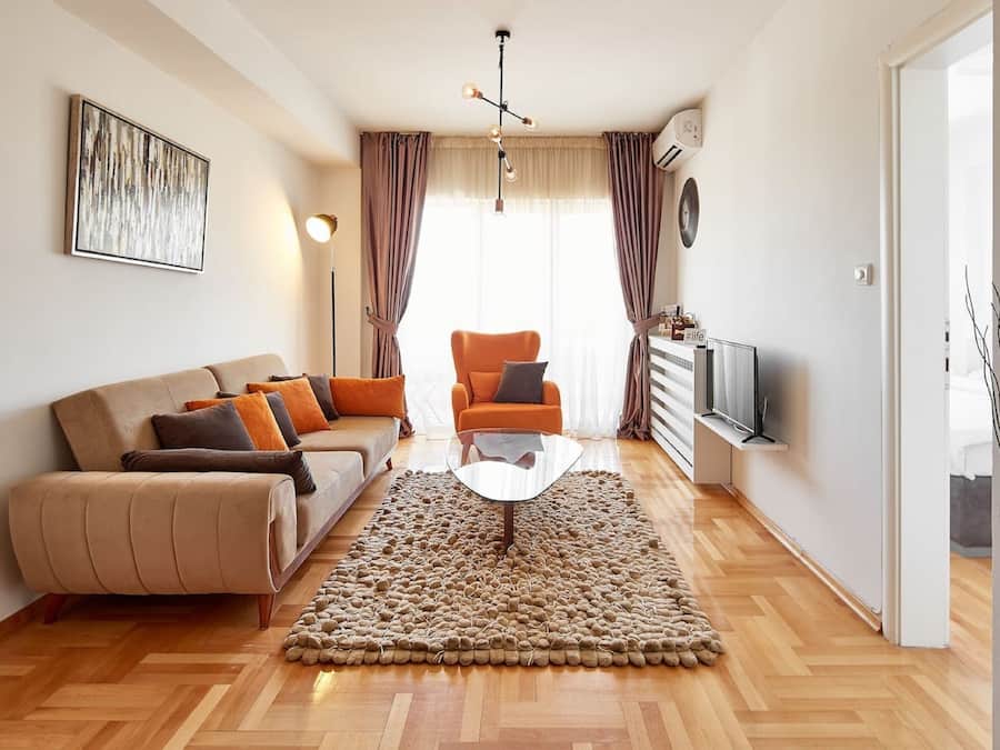 Luxe appartement, 1 slaapkamer, uitzicht op stad | 1 slaapkamer, luxe beddengoed, een kluis op de kamer