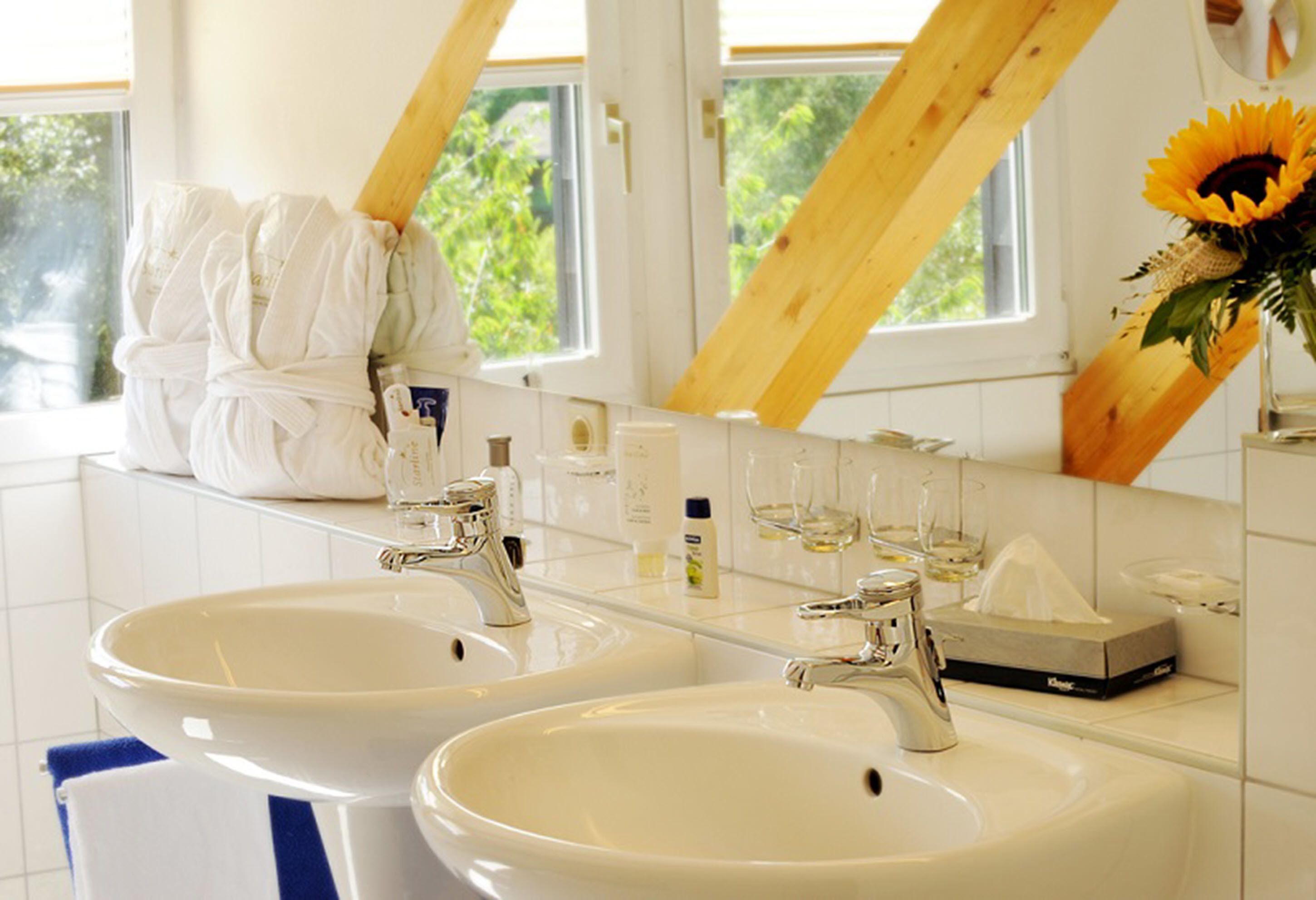 shower, free toiletries, hair dryer, bathrobes