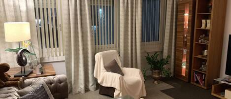 TV, DVD player, books