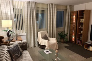 TV, DVD player, books