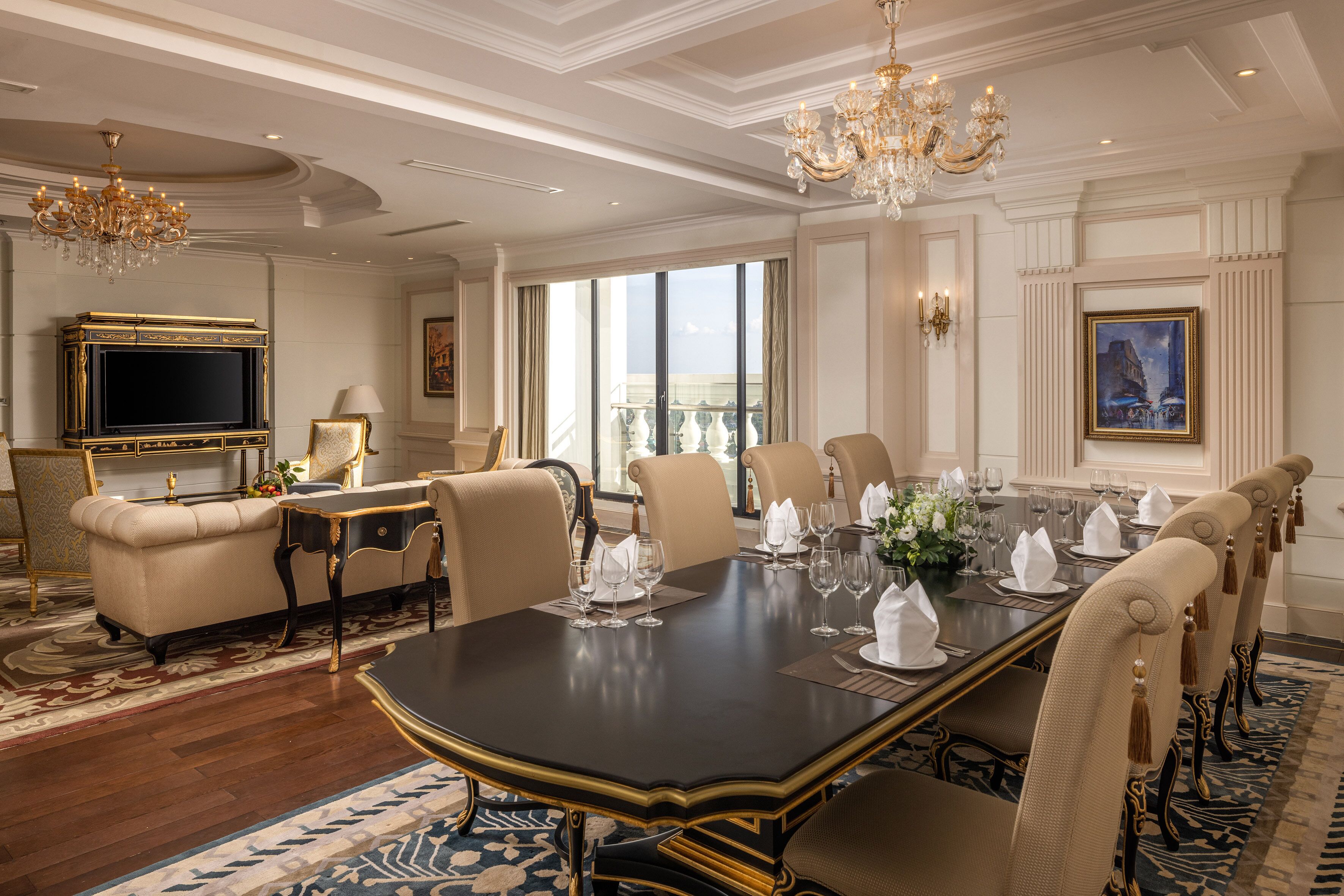 presidential suite | living area | 32-inch flat-screen tv with cable channels, tv