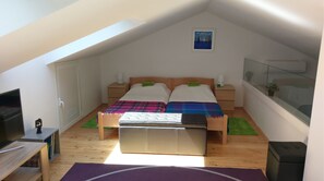 2 bedrooms, in-room safe, iron/ironing board, travel cot