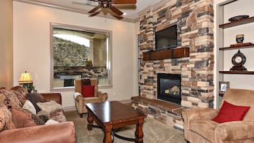 TV, fireplace, offices