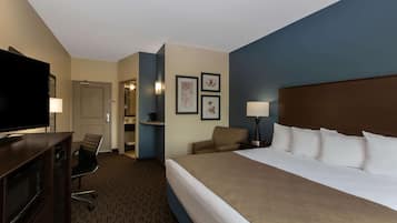 Room, 1 King Bed, Non Smoking | Pillow-top beds, desk, laptop workspace, blackout curtains