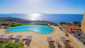 Outdoor pool, pool umbrellas