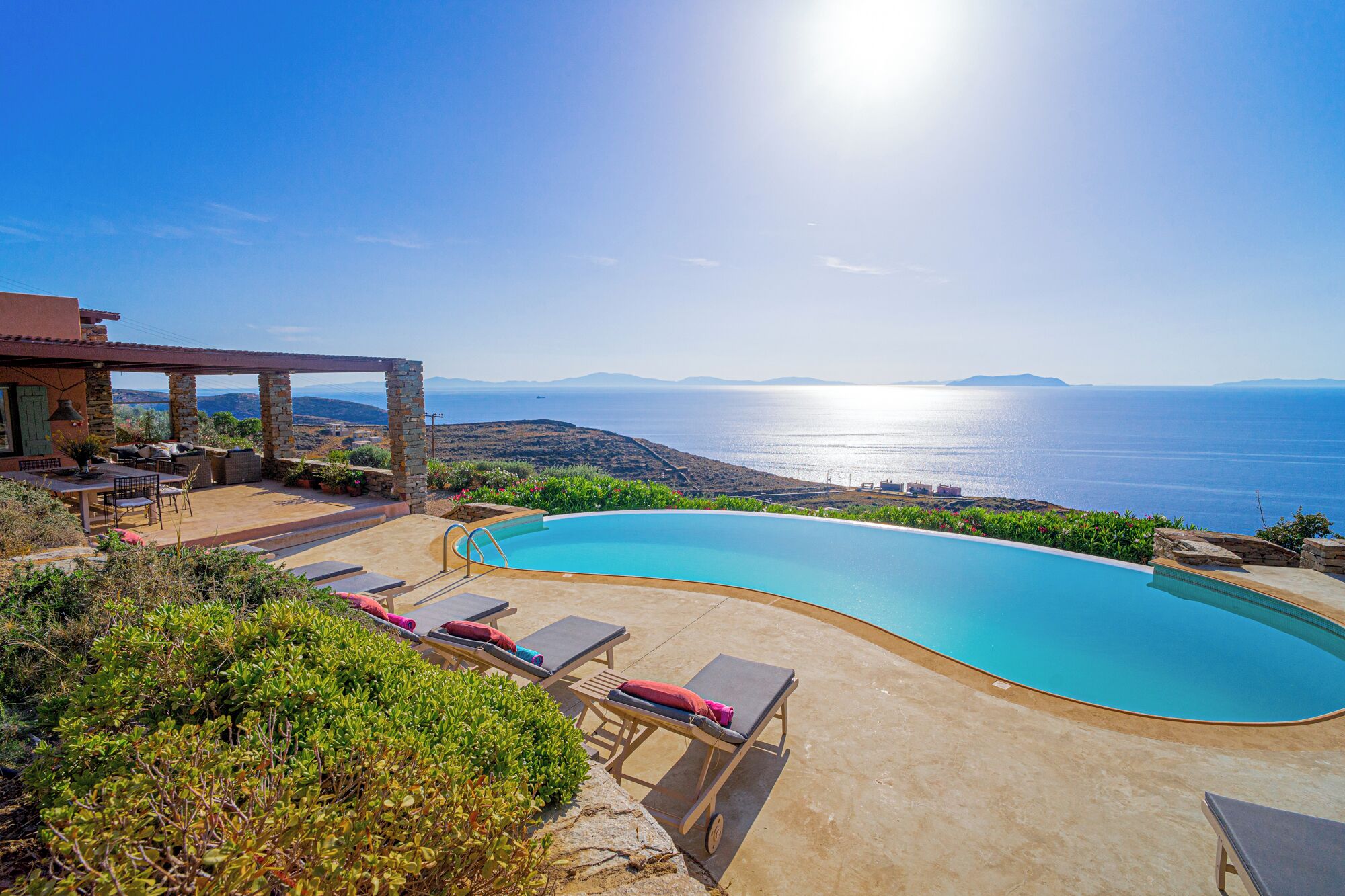 Outdoor pool, pool umbrellas