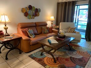 Flat-screen TV, DVD player