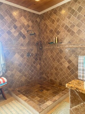 Ensemble douche/baignoire, sèche-cheveux, serviettes fournies