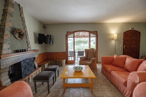 TV, fireplace, DVD player, table tennis - Seafront cottage with orchard and garden (Drosia)
