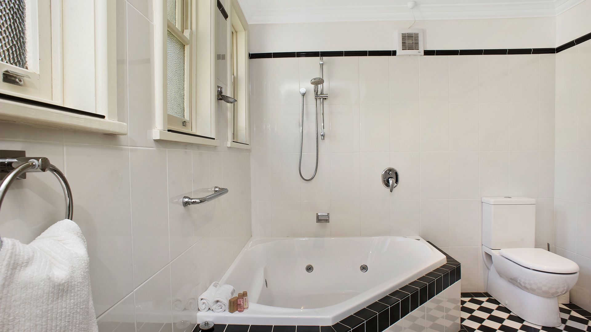 Dusche, Whirlpool, Haartrockner, Handtücher