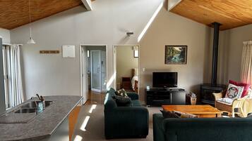 TV, fireplace, DVD player, stereo