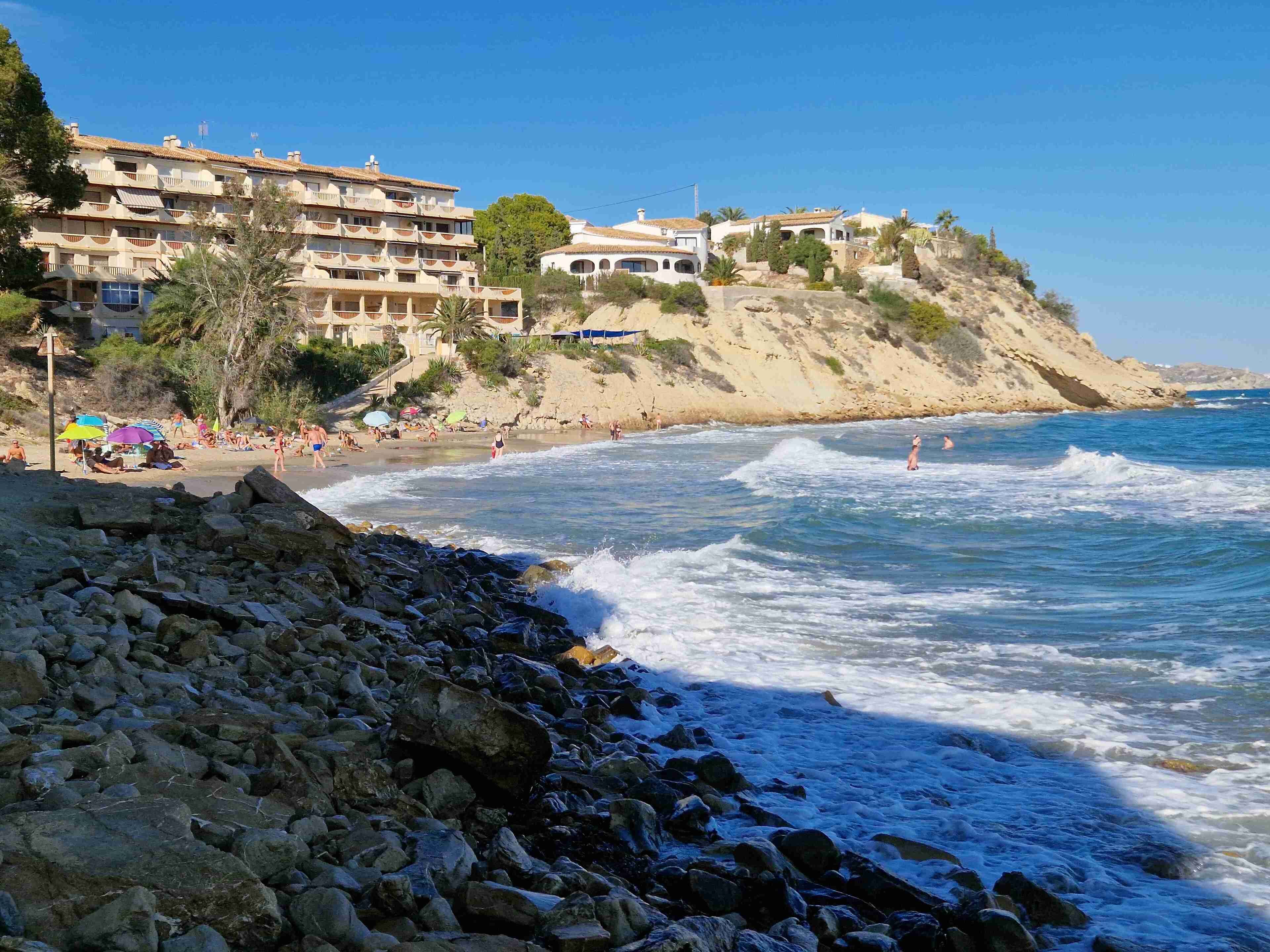 On the beach, sun-loungers, beach towels