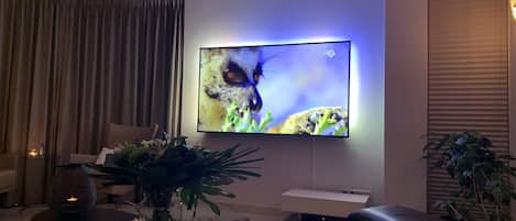 Smart-TV, bordtennis, bøker og kontorer