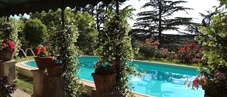 Una piscina al aire libre