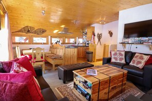 TV, DVD player, video library