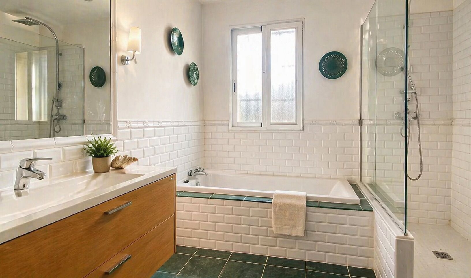 Ensemble douche/baignoire, sèche-cheveux, bidet, serviettes fournies