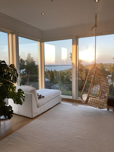 Comfortable living in modern seaview house with rooftop terrace