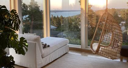 Comfortable living in modern seaview house with rooftop terrace