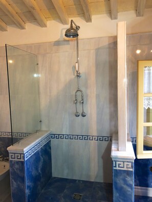 Baignoire, sèche-cheveux, bidet, serviettes fournies