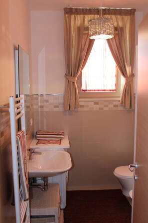 Shower, bidet, towels