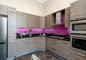 Fridge, microwave, oven, dishwasher