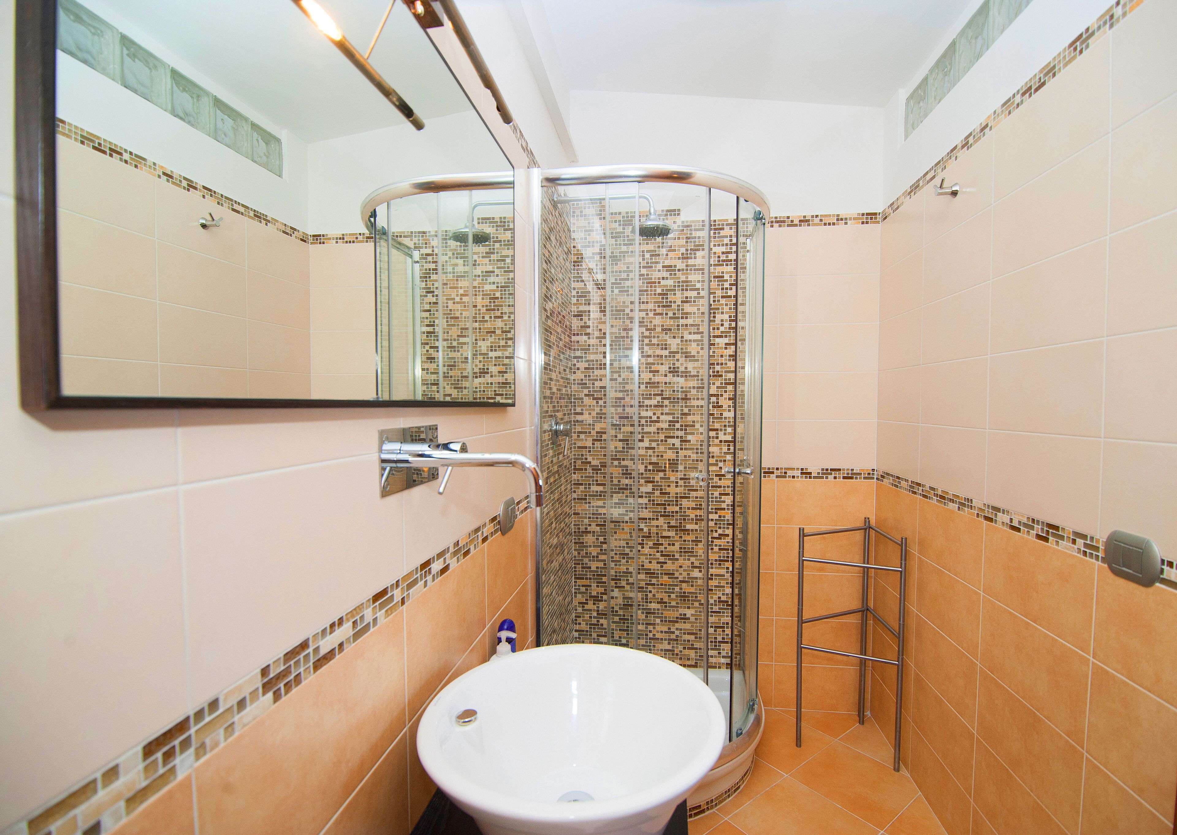 Shower, hair dryer, bathrobes, bidet