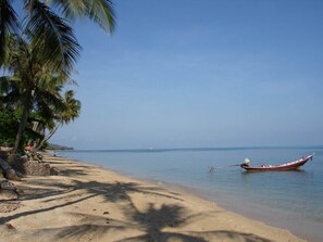 On the beach, beach towels