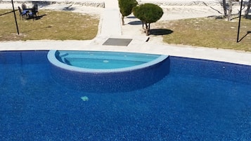 Outdoor pool, pool loungers