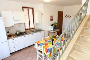 Fridge, oven, stovetop, coffee/tea maker