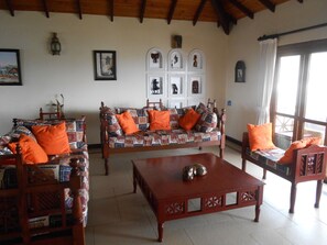 TV, DVD player, books, stereo