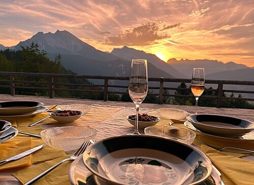 Breathtaking panoramic view and alpine landscape all around