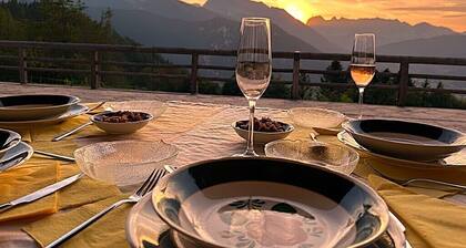 Breathtaking panoramic view and alpine landscape all around