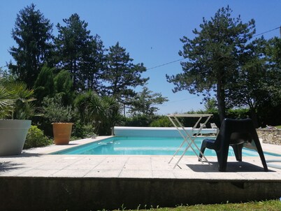 Archi villa in Béarn, heated salt pool, air conditioning, space and mountain view