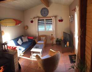 Fernseher, DVD-Player, Tischtennisplatte, Bücher