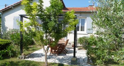 House 10 mn walk from the city center with shaded garden, olive trees.