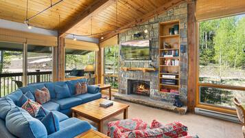TV, fireplace
