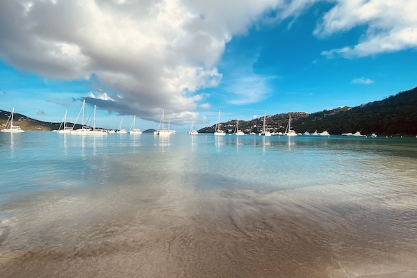 Plage, chaises longues, serviettes de plage