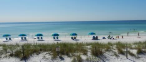 Beach nearby, sun loungers