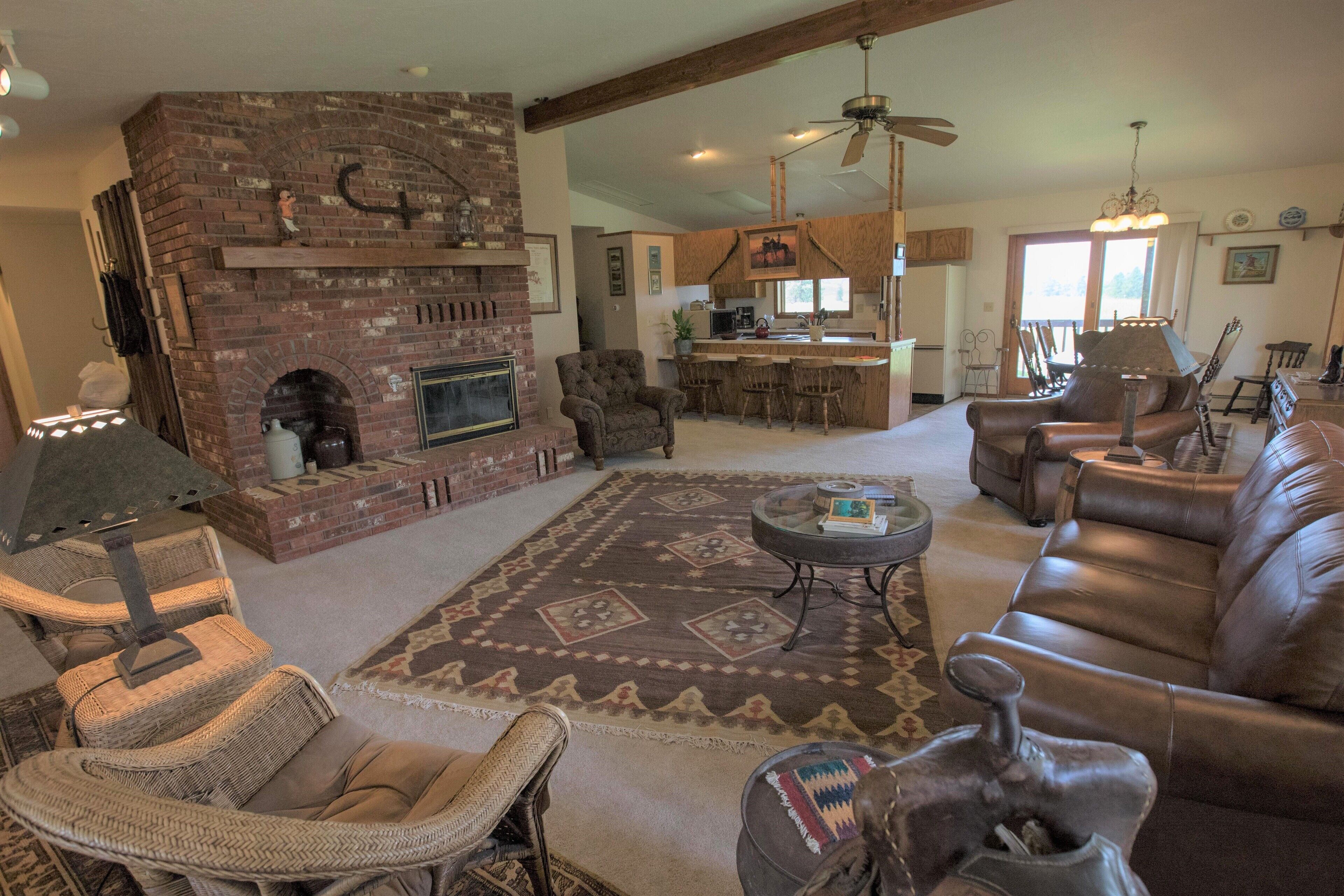 Télévision, cheminée, lecteur de DVD, table de tennis de table