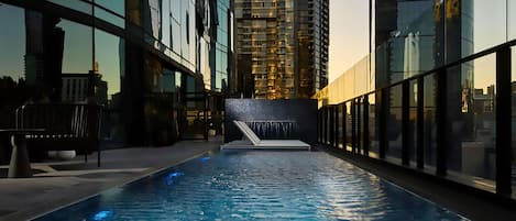 Outdoor pool, sun loungers