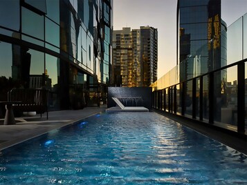 Outdoor pool, pool loungers
