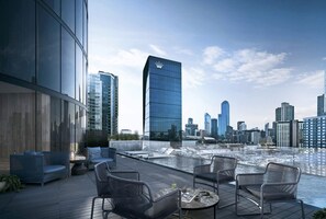 Outdoor pool, pool loungers