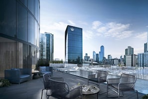 Outdoor pool, pool loungers