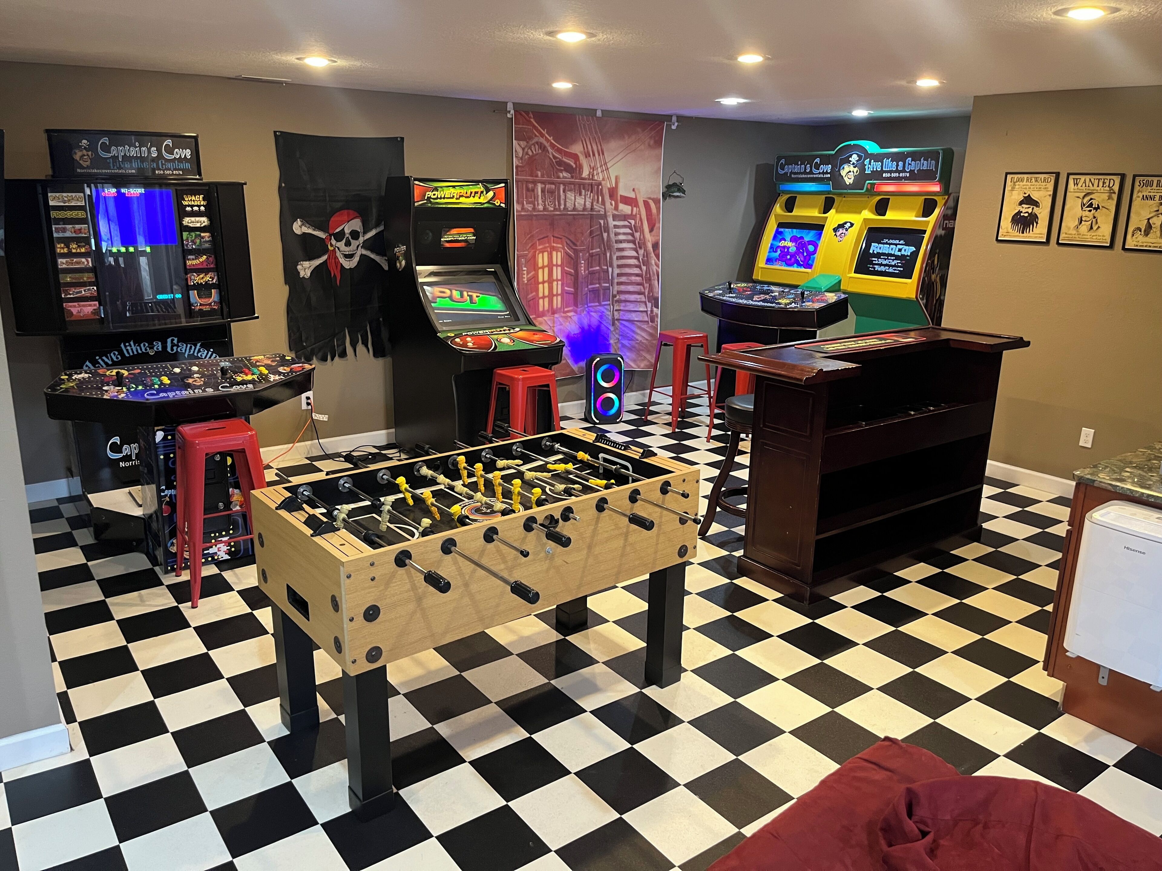 The game room is always a hit after a fun day on the lake. 