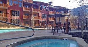 Outdoor pool, a heated pool - New Sunrise Gondola at Ski-in/out Condo Sunrise Lodge in Canyons Village Jan 10 (Park City)
