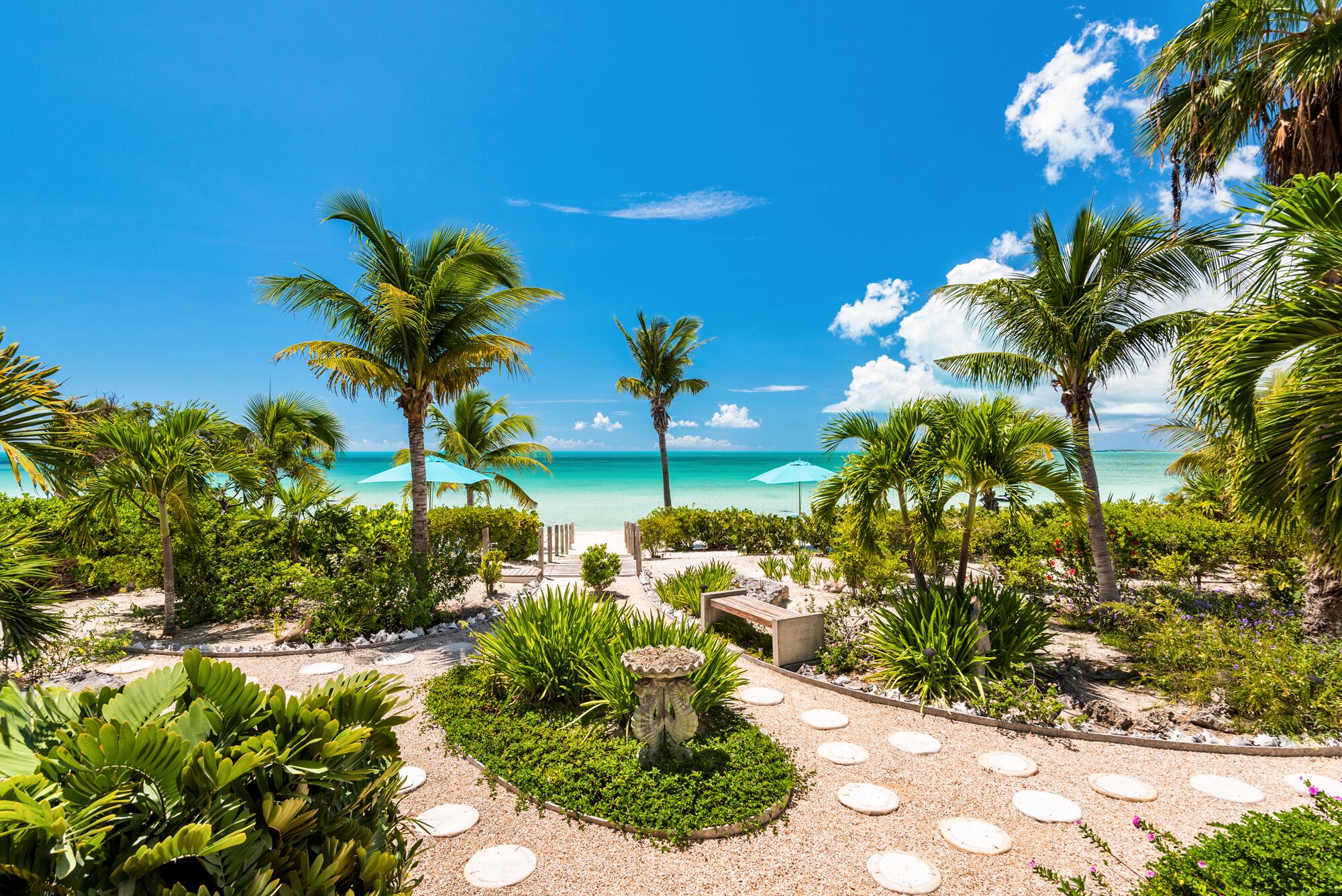 On the beach, sun loungers, beach towels