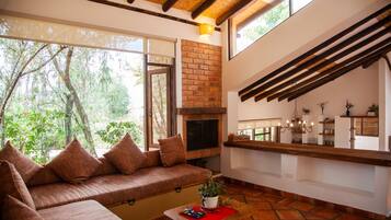 TV, fireplace